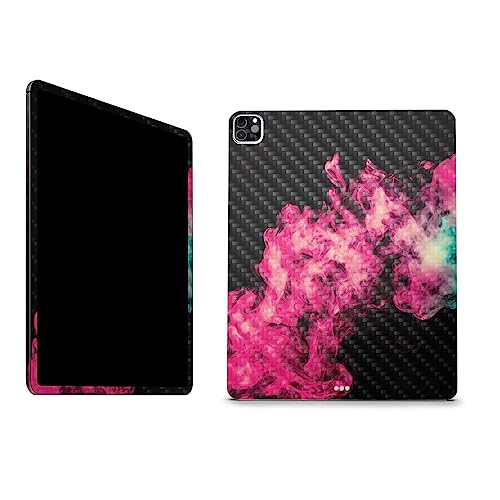 Image of MightySkins Carbon Fiber Skin Compatible with Apple iPad Pro 12.9 inch M2 6th Gen (2022) Full Wrap Kit - Magenta Smoke | Protective, Durable Textured Carbon Fiber Finish | Easy to Apply | Made in The USA