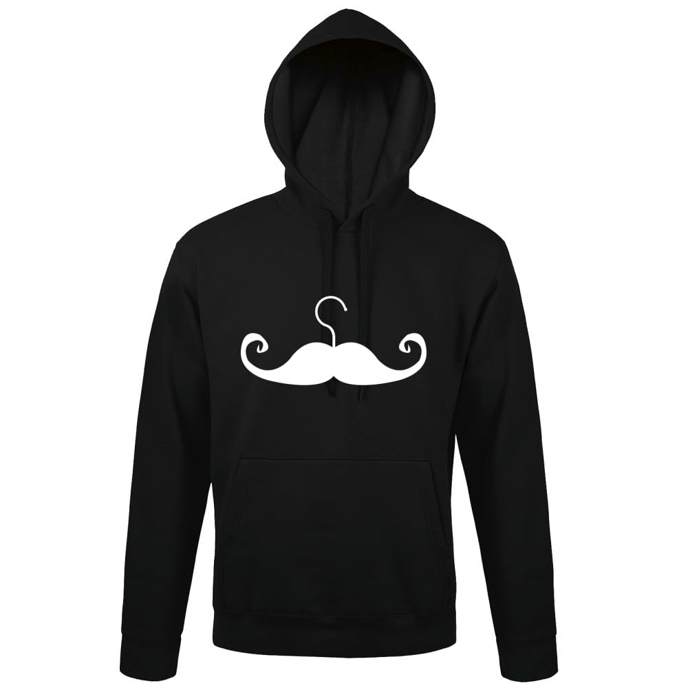 Wąsy wieszak na ubrania dla mężczyzn z kapturem bluza z kapturem, czarny, 4XL