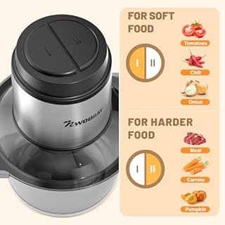 NWOUIIAY Tritatutto da Cucina Elettrico 2L 300W, Robot da Cucina 2 Velocità con 4 Lame, Tritatutto Multifunzione Ciotola in Acciaio Inox, Tritatutto Elettrico per Carne, Verdura e Frutta