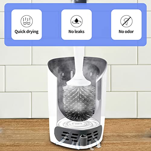 Silicone Toilet Brush And Holders, Refillable Handle Dispenses Gel Cleaner Toilet Brush, Wall Mount Silicone Toilet Brush Ventilated Holder With Diatom Mud For Bathroom #TOP2