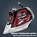 Rowenta Iron, Focus Excellence Stainless Steel Soleplate Steam Iron for Clothes, Retractable Cord, 400+ Microsteam Holes, Powerful steam, LED Display, 1750 W Ironing Clothes, Cordreel, Red DW5433