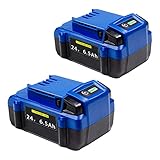 DTK Replacement for Kobalt 24V Battery 6.5Ah Lithium Ion Batteries KB624-03 KB524-03 KB424-03 KB224-03 KB124-03 Compatible with Kobalt 24V Cordless Tool（2Pack）