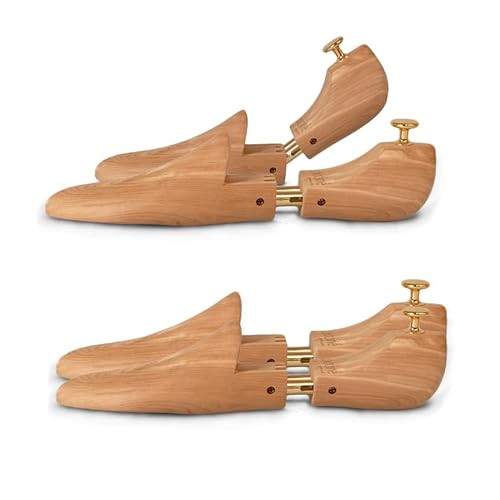 Cocciné -Schuhspanner Zedernholz, Schuhdehner Schuhweiter Extrastark, Knickschutz Schuhspanner Holz, Shoe Stretcher mit Einstellbarer Federn, für Alle Schuhe, 2 Paar, 43-44