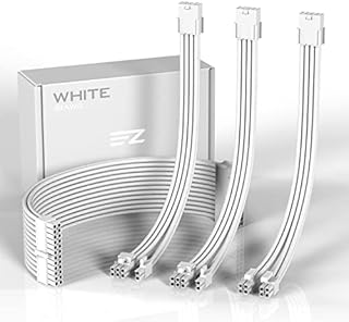 EZDIY-FAB PSU Cable Extension Sleeved Custom Cable for Power Supply,Soft Nylon Braided with Comb Kit 24PIN/8PIN to 6+2Pin/ 8PIN to 4+4PIN-30CM 300MM - Black and White