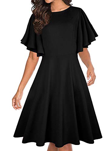 oten Vestido casual para mujer, cuello redondo, con bolsillos