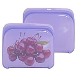 Paquete de 2 bolsas reutilizables de silicona para almacenamiento de alimentos,...