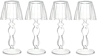 Sziqiqi Clear Glass Tea Light Candle Holders, 4Pcs Lamp Shape Tealight Holders, Elegant Table Centrepieces for Mantelpiece Dining Rooms Wedding Party Christmas