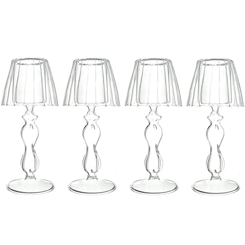 Sziqiqi 4 Pièces Bougeoir en Verre, Chandelier Support pour Bougies Chauffe-Plat Transparent, Moderne Candélabre Photophore pour Table Deco Salon Noel Maison...