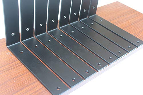 8 Pack - L 8" X H 6" X W 1.5", 5Mm Thick Black L Shelf Bracket, Iron Shelf Brackets, Metal Shelf Bracket, Industrial Shelf Bracket Decorative Shelving, Shelf Supports With Screws #TOP2