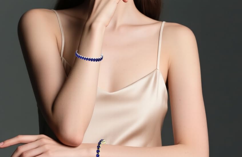 925 Sterling Silver Tennis Bracelet for Women, Multi-Color Cubic Zirconia Bracelet (Green/Black/White/Blue/Red), Sparkling Tennis Chain Fine Jewelry Gift for Anniversary Birthday Valentine's Day by Belantina - Image 5