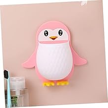 Penguins Shape Toothbrush Holder Plastic Stand for Toothpaste, Comb, Brush, Cream, Lotion Kids Bathroom Cup Drain Waterproof Self-Adhesive(Multicolor, Pack of 1)