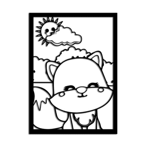 Cute Fox in Sunny Nature Metal Wall Art Metal Outdoor