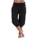 Produktbild VRTUR Damen Yogahose Pumphose in Unifarben | lässige Kurze Hose | Bermuda für den Strand | Haremshose Sommer 3/4 Yogahose Aladinhose Pluderhose Stoffhose (X-Large,Schwarz)