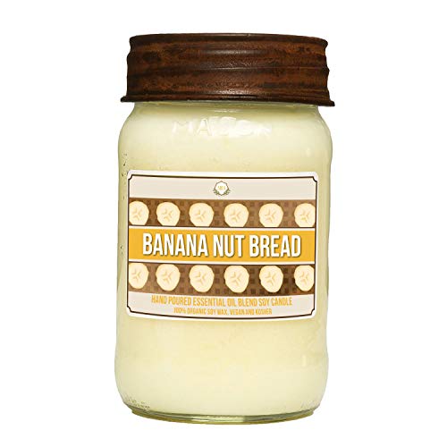 Aira Soy Candles - Organic, Kosher, Vegan, in Mason Jar w/ Therapeutic Grade Essential Oil Blends - Hand-Poured 100% Soy Candle Wax - Paraffin Free, Burns 110+ Hours - Banana Nut Bread -16 Ounces - Thumbnail 3