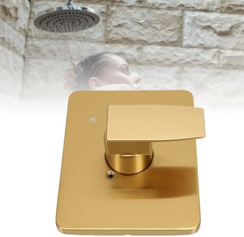 Fafeicy Shower Trim Handle Kit, Brushed Gold Shower Valve Replacement Handle, Aluminum Alloy Square Plate, Fingerprint Finish, Easy Install for Delta R10000 13 14 Series - 4