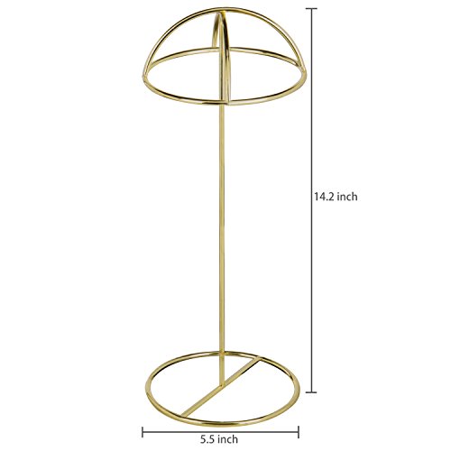 MyGift 14-Inch Brass-Tone Metal Wire Hat Holder Display Stand, Tabletop Wig, Toupee, Cowboy Hat, Fedora Rack, Set of 2 by MyGift - Image 6