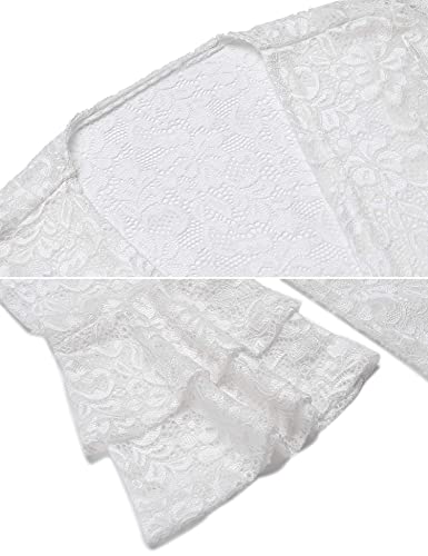 Deawell 3/4 Sleeve Cardigan Womens Plus Size Lace Cardigan White Lace Cover Up (White, Xxl) #TOP6