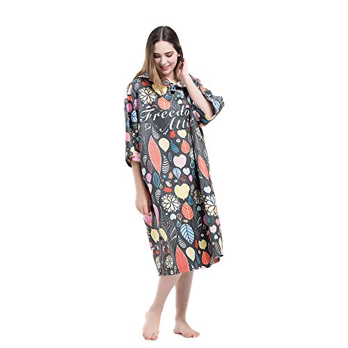 Wetsuit Changing Robe Towel Poncho with Hood Sleeve Pocket for Surfer Swimmer One Size Fit All - Thumbnail 7