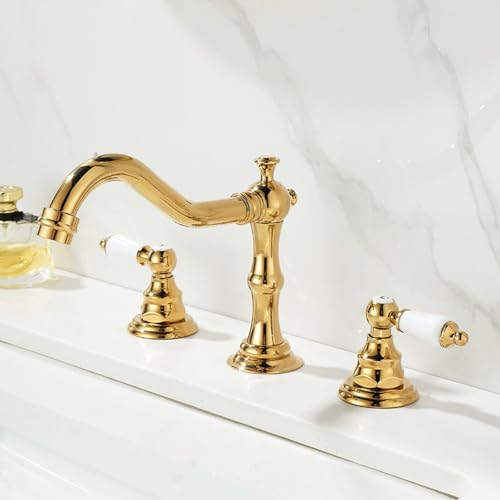 Facile da installare e utilizzare: Rubinetto Bagno Lavabo Caldo e Freddo include tutti gli accessori e si adatta alla maggior parte dei lavabi a 3 fori Attacco G1/2 standard per una facile installazione.