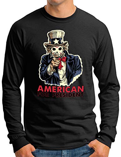 T-shirt manches longues homme OM3 résistant anti-déformation Uncle Sam noir grande taille