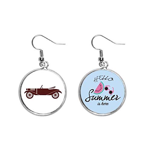 Pendientes de sandía y pendientes geométricos estilo coches clásicos retro 1