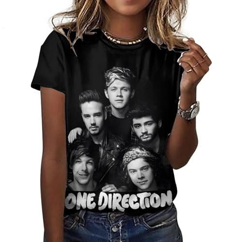 One Summer Cotton T-Shirt for Womens Tees T Shirt Women's Cool Dire$ction Logo Graphic Printing Crew Neck Short Sleeve Tshirts Tops for Big Girls Fans Merch Gifts