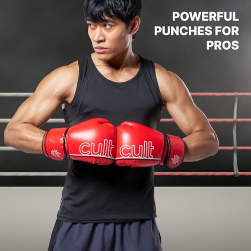 Image of CULTSPORT Boxing Gloves for Men & Women | Foam Padding | Punching Bag Gloves for Boxing, Training, Kickboxing, Muay Thai, MMA | 14 Oz Boxing Gloves | Red