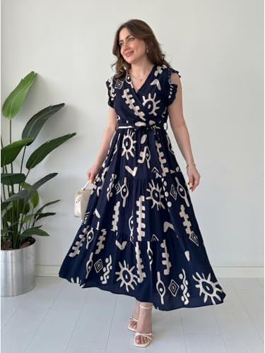 Image of Modestouze Attires Dress for Women Western Maxi Style, Indo Western Dresses, One Piece Long Gown, A Line Flared Pattern, Ethnic Look Outfit for Women