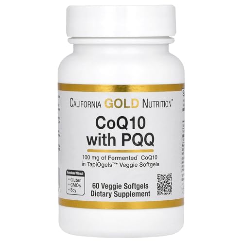 California Gold Nutrition, PQQ（ピロロキノリンキノン）配合CoQ10（コエンザイムQ10）、Ubiquinone USP、ヒマワリレシチン配合タピオカ植物性ソフトジェル、100mg、植物性ソフトジェル60粒のサムネイル