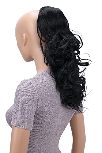 Caisha By Prettyshop 18" Hairpiece Ponytail Extensions Voluminous Wavy Black Ph9 #TOP2