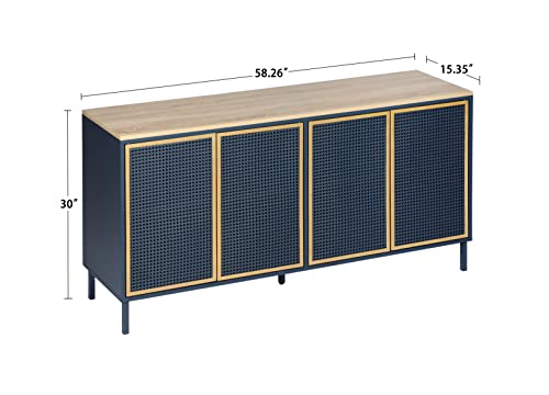 Sideboard Buffet Cabinet, Kitchen Storage Cabinet Console Televison Table With Pop-Up Doors For Living Room Home Furniture (Blue Gold) #TOP5