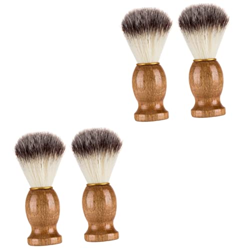 4 Pcs Shaving Brush Shave Brush for Men Wood Handle Shave Brush Shave Accessory Salon Shave Brush Shaving for Men Beard Brush Barber Brush Barber Supplies/3944