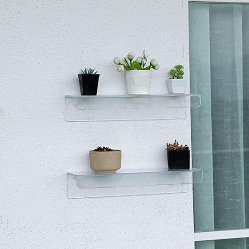 Étagère flottante transparente adhésive pour rangement mural de maison - 7