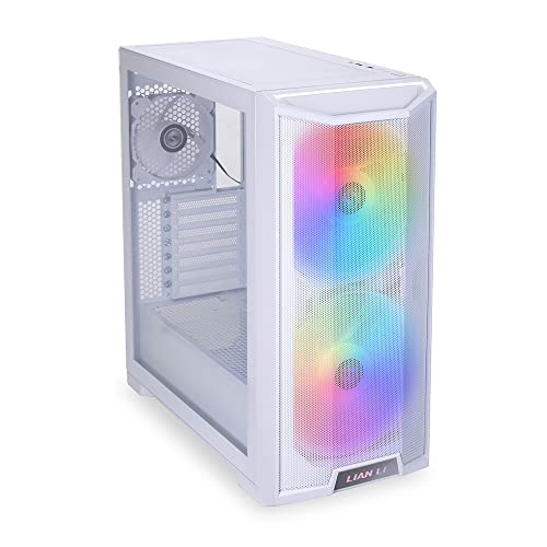 Lian Li LANCOOL 215 Midi-Tower Gehäuse, Gaming-Gehäuse Weiß 2 Vorinstallierte LED Lüfter, 1 vori