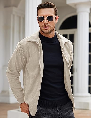 Image of COOFANDY Men's Casual Corduroy Jacket Lightweight Zip Up Vintage Jacket Collared Bomber Jacket
