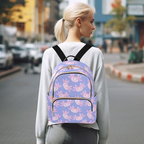 Image of Mini Backpack Cute Axolotl Salamander Fashion Backpack Purse for Women,Handbag Shoulder Bag Casual Daypack, Ladies Gift for College Work(S)