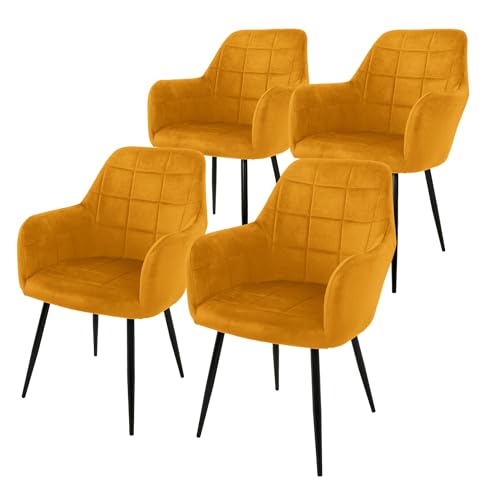 ECD Germany 4X Sillas de Comedor Color Ocre