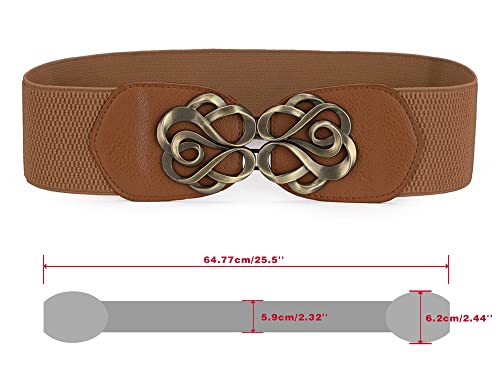 Allegra K Womens Elastic Belts Metal Interlocking Buckle Stretchy Belts3