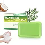 Natural Tea Tree Oil Soap Relief Bar with Foaming Nets for Face, Body & Hands, Cleansing & Refreshing Scent, Gentle for Sensitive Skin, Body Odor