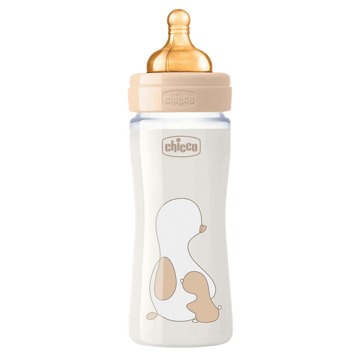 Chicco Original Touch Biberon, Vetro, Neutro, Flusso Lento, Beige, 240 ml