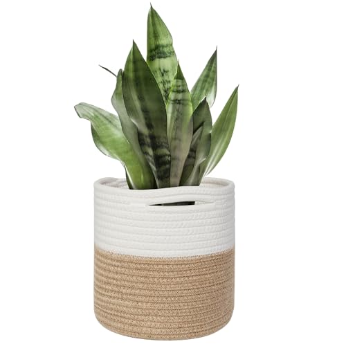 MEGASKET Small Wicker Plant Basket Indoor, 8"x8" Jute