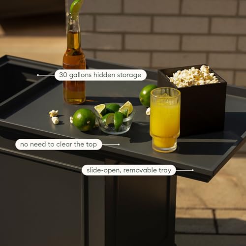 Image of Veradek Brixton Tray Table - 2-in-1 Outdoor Side Table with Storage and Tray for Patio /Porch | Durable All-Weather Resistant | Classic & Functional