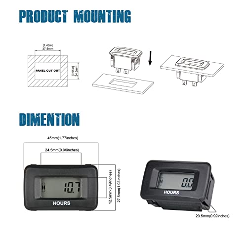 Runleader Digital Lcd Hour Meter Kit,Ac/Dc 5V To 277V,Use For Ztr Lawn Mower Tractor Generator Golf Cart Club Car Scrubber Marine Atv Motor Compressor And Gas Powered Equipment (1) #TOP3