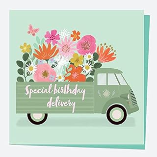 Dotty about Paper - General Birthday Card - Beautiful Blooms - Van - Birthday Delivery. Premium Greetings Card. Envelope Included, Quick Dispatch (4177)