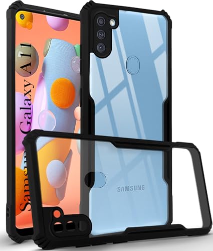 Jkobi Back Cover Case for Samsung Galaxy A11 (Shockproof with Polycarbonate Clear Panel | Professional Black)- Best and cheap mobile covers in India