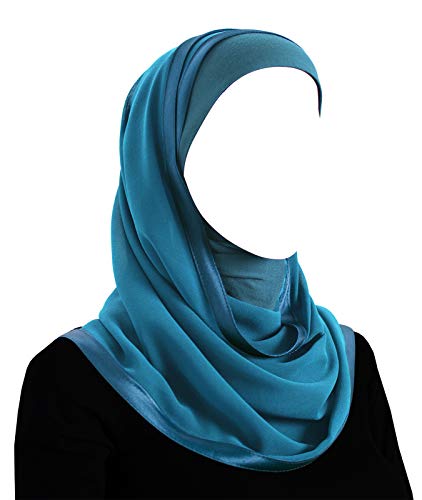 Kuwaiti Hijab Instant Head Scarf for Women (Ocean Blue)