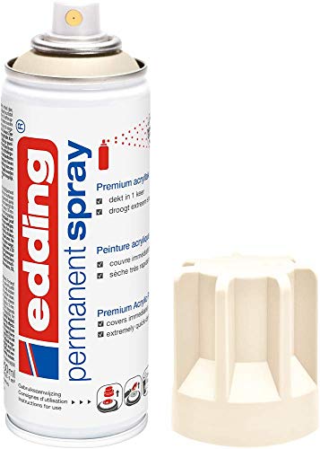 edding 5200 permanent spray - light ivory matt - 200 ml - acrylic paint for painting and decorating glass, metal, wood, ceramic, plastic, canvas - aerosol...