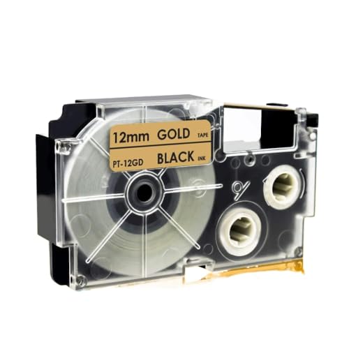 1PCS���x���e�[�vXR12WE XR12WECAPTAIBLE KL120 KL60 KL820 KL780 LABEL MAKELL LABELLER Tabe for Labeling(Black on Gold)