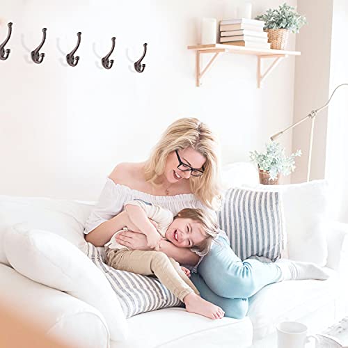 Rustic Cast Iron Coat Hooks (5 Pack) Wall Mounted Farmhouse Decorative Wall Hooks, Vintage Hooks For Hanging Coats, Bags, Hats, Towels (Rustic Dark Brown And Black Patina, Includes Hardware) #TOP7