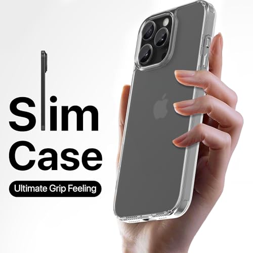 Image of eller sante Clear Back Cover Case for iPhone 16 Pro Shockproof Slim Thin Non-Yellowing Scratch Resistant Military-Grade Protection - Transparent